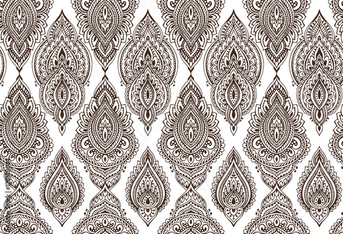 Vector seamless pattern with henna mehndi floral elements.