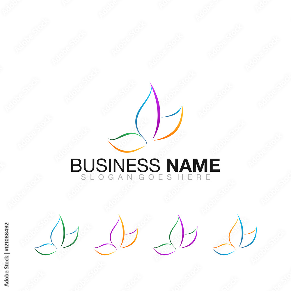 Obraz premium Modern Spa Butterfly Flower Logo Vector Image Icon
