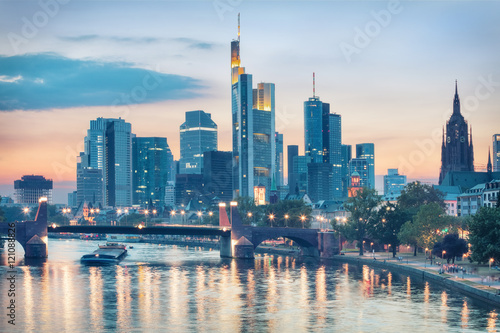 Skyline of modern Frankfurt am Main  Germany