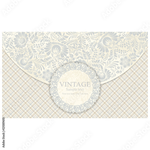 Wedding Invitation. Envelope for money. Greeting Card with Flowers in a folk style