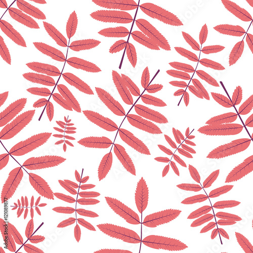 Floral seamless pattern with branches and leaves. Vector illustration.