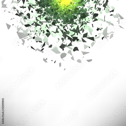 Explosion Cloud of Grey Pieces on White Background. Sharp Particles Randomly Fly in the Air.