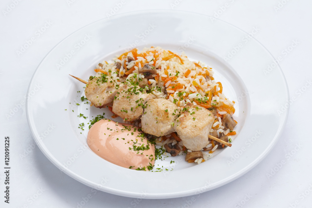 chicken kebab with rice chicken kebab with rice