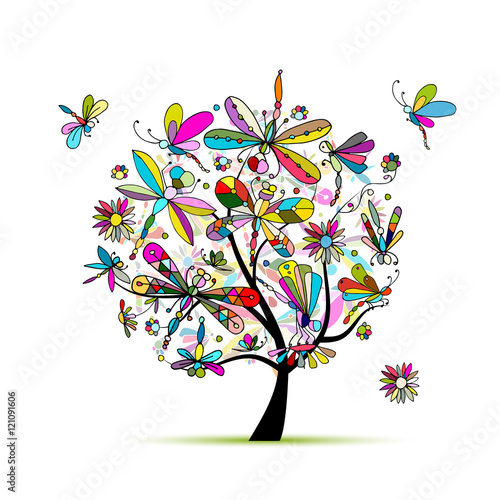 Dragonfly tree, sketch for your design