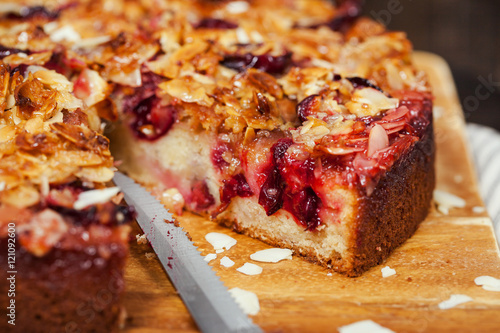 Photos Delicious homemade crumble plum cake