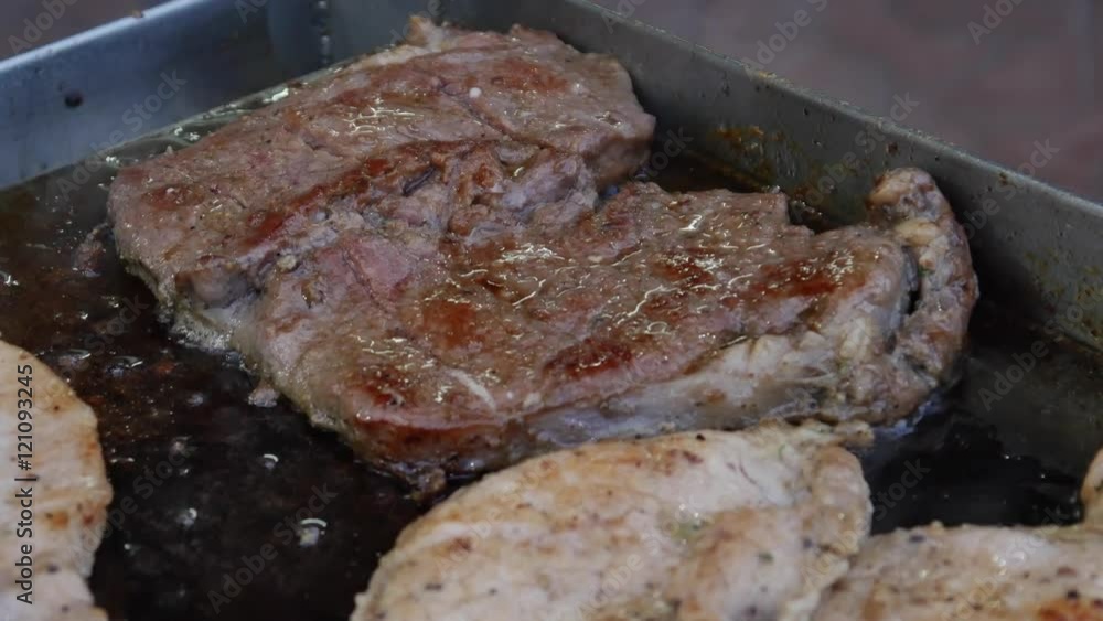 hot, sizzling beef steak bbq on hot plate hot, sizzling beef steak bbq on hot plate