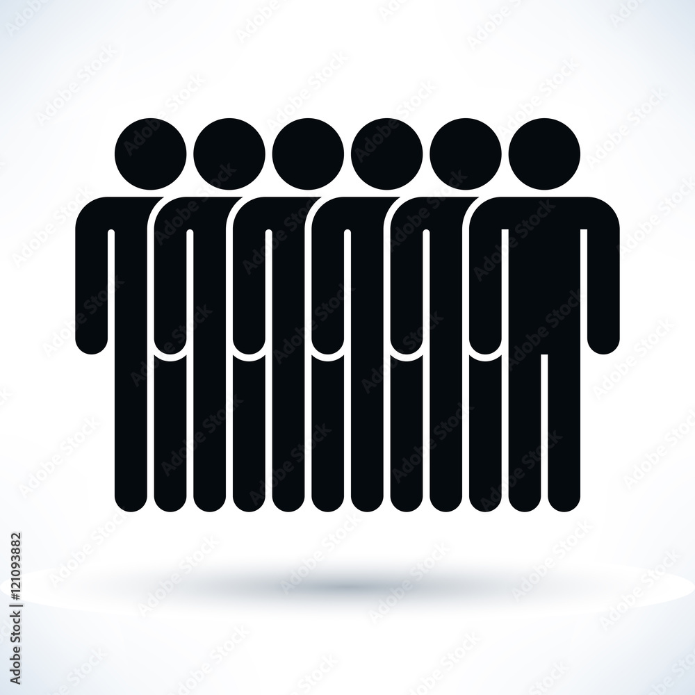Black six people man figure with drop shadow Black six people man figure with drop shadow