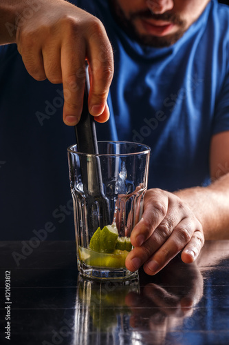 Bartender make a cocktail