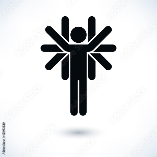 Logotype people black man figure with many hands