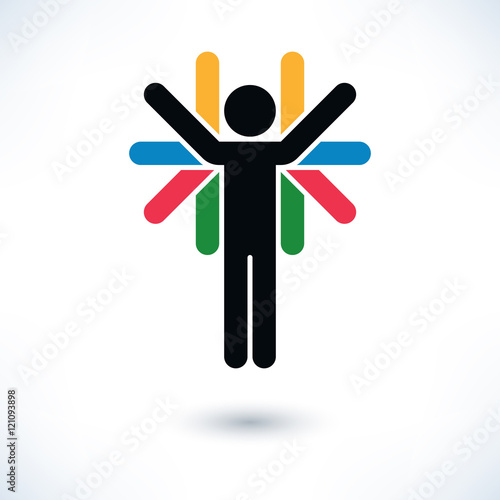 Logotype people color man figure with many hands