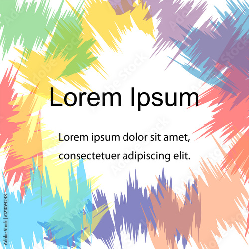 Vector Illustration. Rainbow Colored Frame with Ragged Edges. Hand Drawn Colorful Strokes. Template for Banners, Badges, Posters, Stickers. Abstract Background