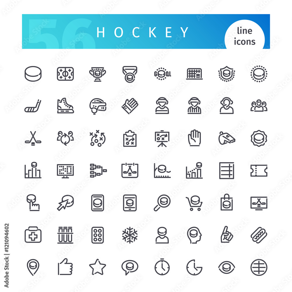 Obraz premium Hockey Line Icons Set
