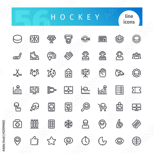 Hockey Line Icons Set