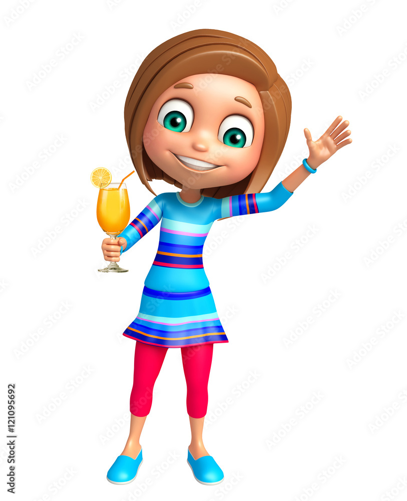 kid girl with Juice Glass kid girl with Juice Glass