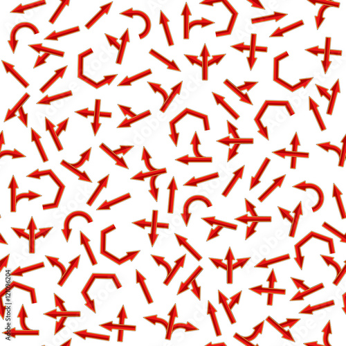 Set of Red Arrows Seamless Pattern on White Background