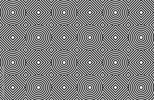Geometric circle and rectangle seamless pattern