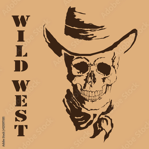 Vector skull. Wild West.