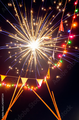 Happy new year Amusement park firework shiny beautiful