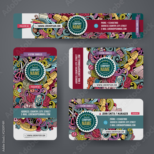 Corporate Identity set with doodles hand drawn handmade theme
