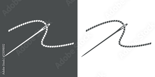 Icono plano aguja con hilo gris