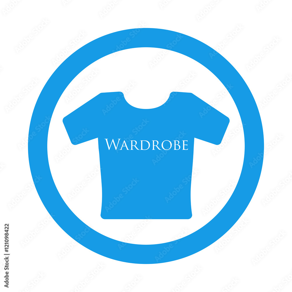 Icono plano Wardrobe en camiseta en circulo color azul Icono plano Wardrobe en camiseta en circulo color azul