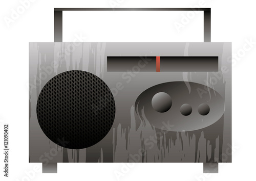 Vector illustration. Old radio on a white background.