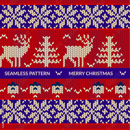 Seamless christmas knitting pattern with deers