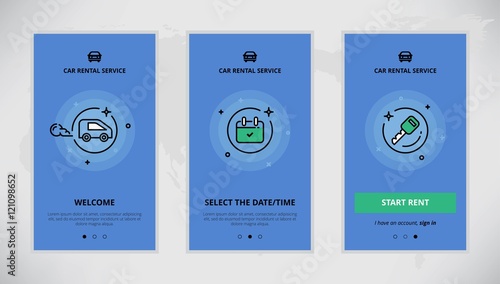 Onboarding design concept for car rental service