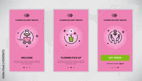 Onboarding design concept for flower delivery service
