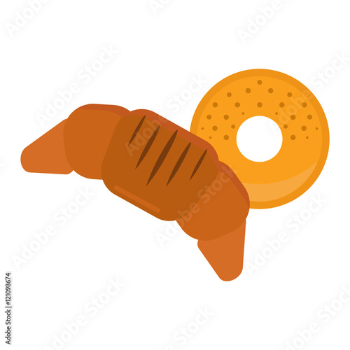 Croissant vector food isolated on white.