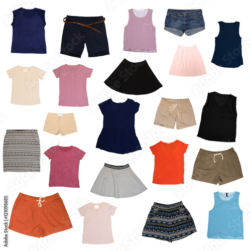 collage of clothes on a white background