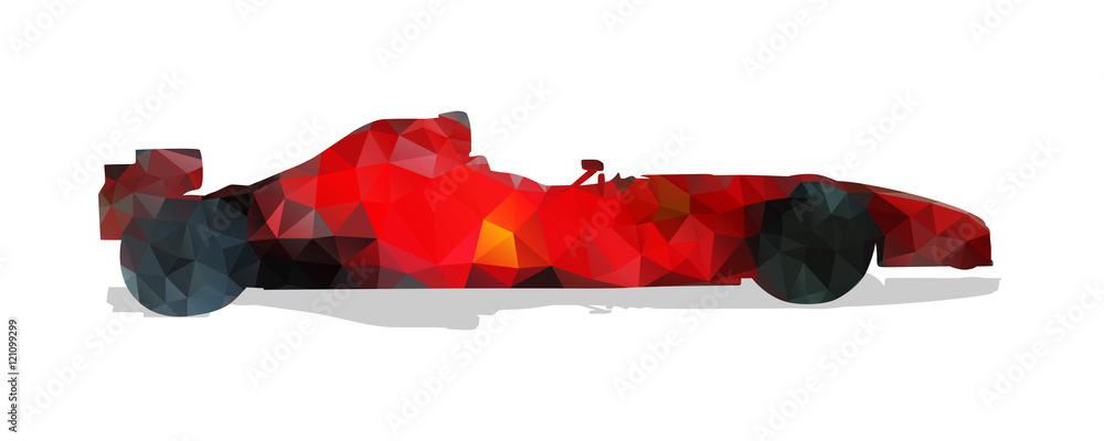 Obraz premium Samochód wyścigowy Formuły. Czerwona abstrakcjonistyczna geometryczna wektorowa ilustracja.