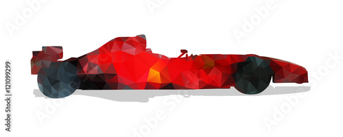 Naklejka na ścianę Samochód wyścigowy Formuły. Czerwona abstrakcjonistyczna geometryczna wektorowa ilustracja.