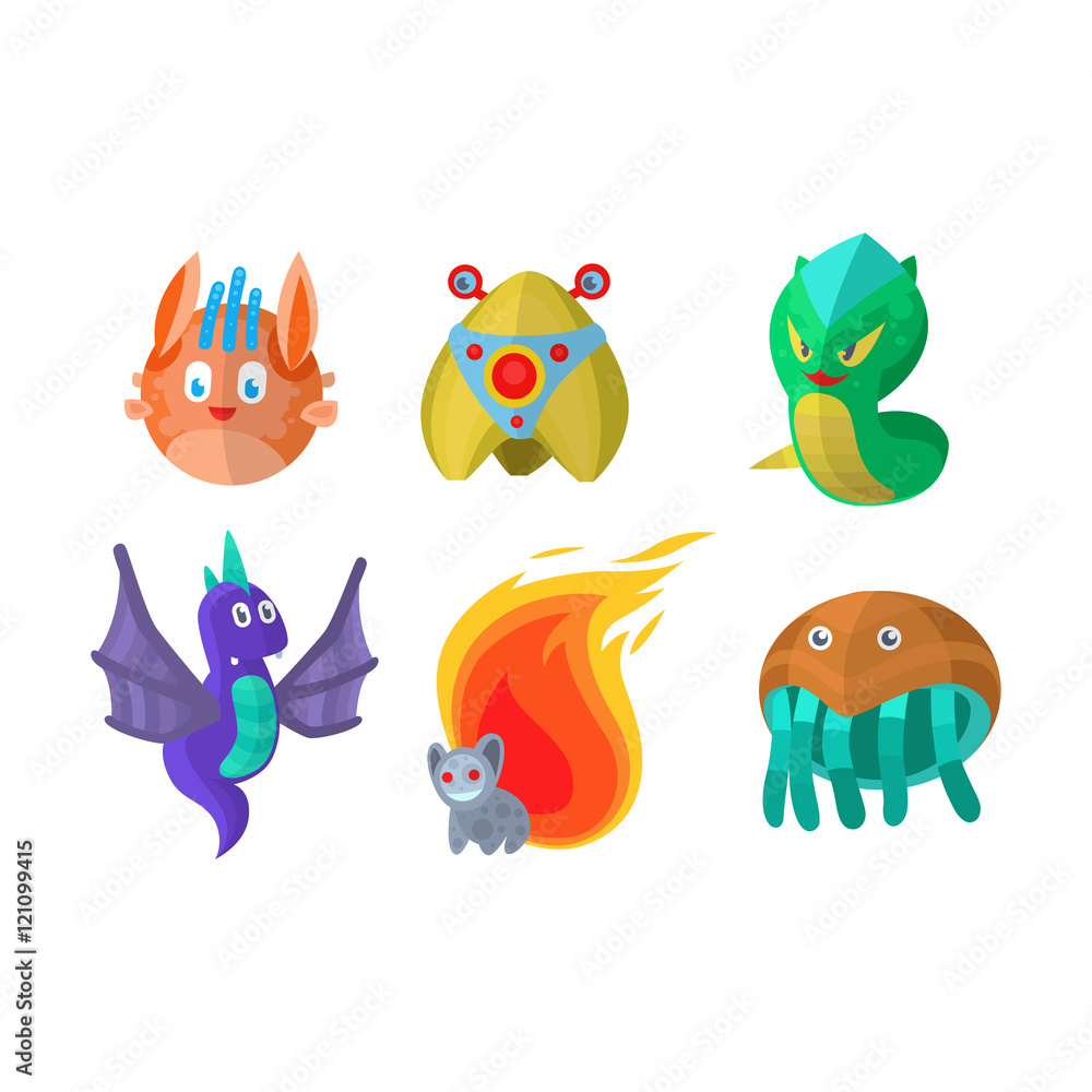 Fantasy monsters vector set. Fantasy monsters vector set.