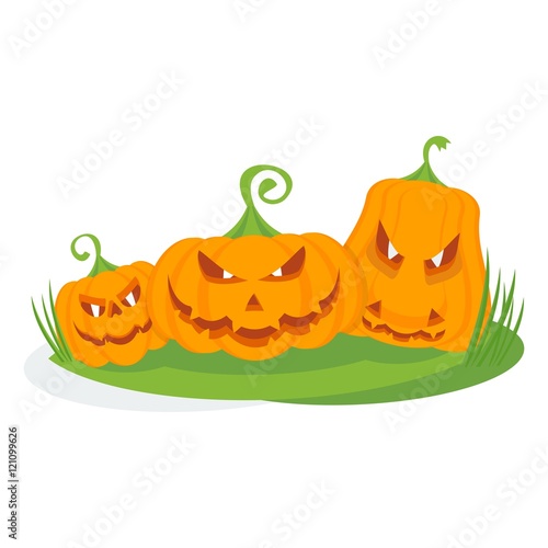 three pumpkins on glade