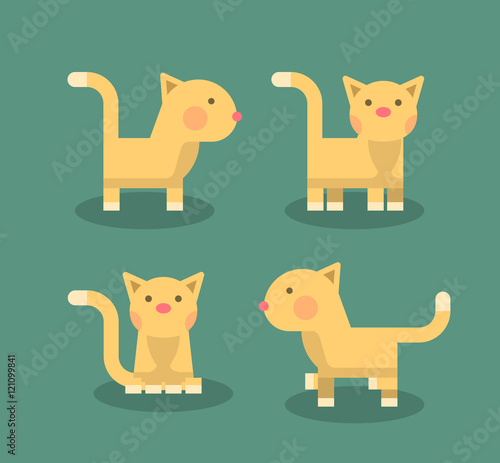 Cat Positions. Isolated Flat Vector Illustration.