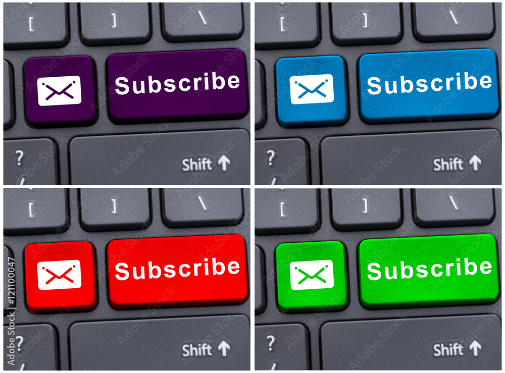 Fototapeta premium Subscribe message on keyboard enter key