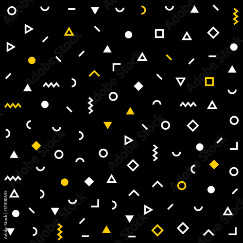 Hipster memphis pattern with geometric shapes