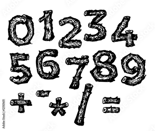 Hand drawn wooden alphabet font