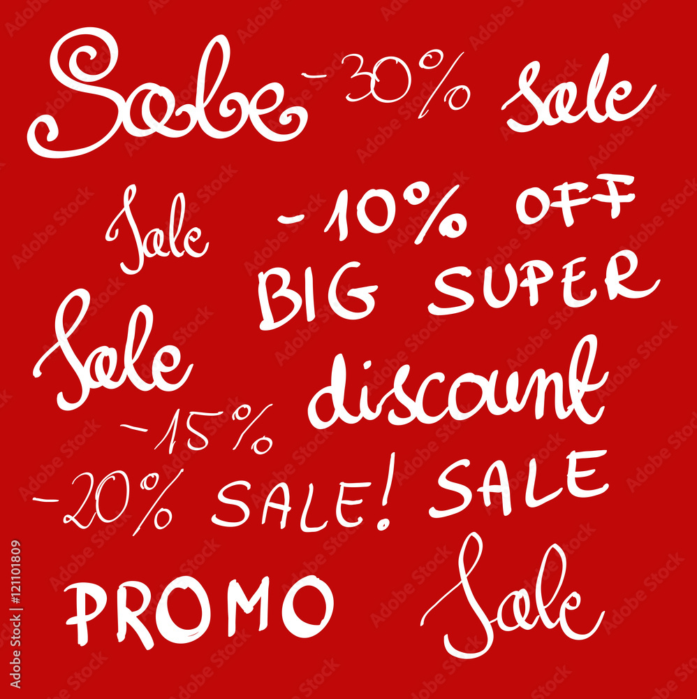 Calligraphic Sale set lettering vector Calligraphic Sale set lettering vector