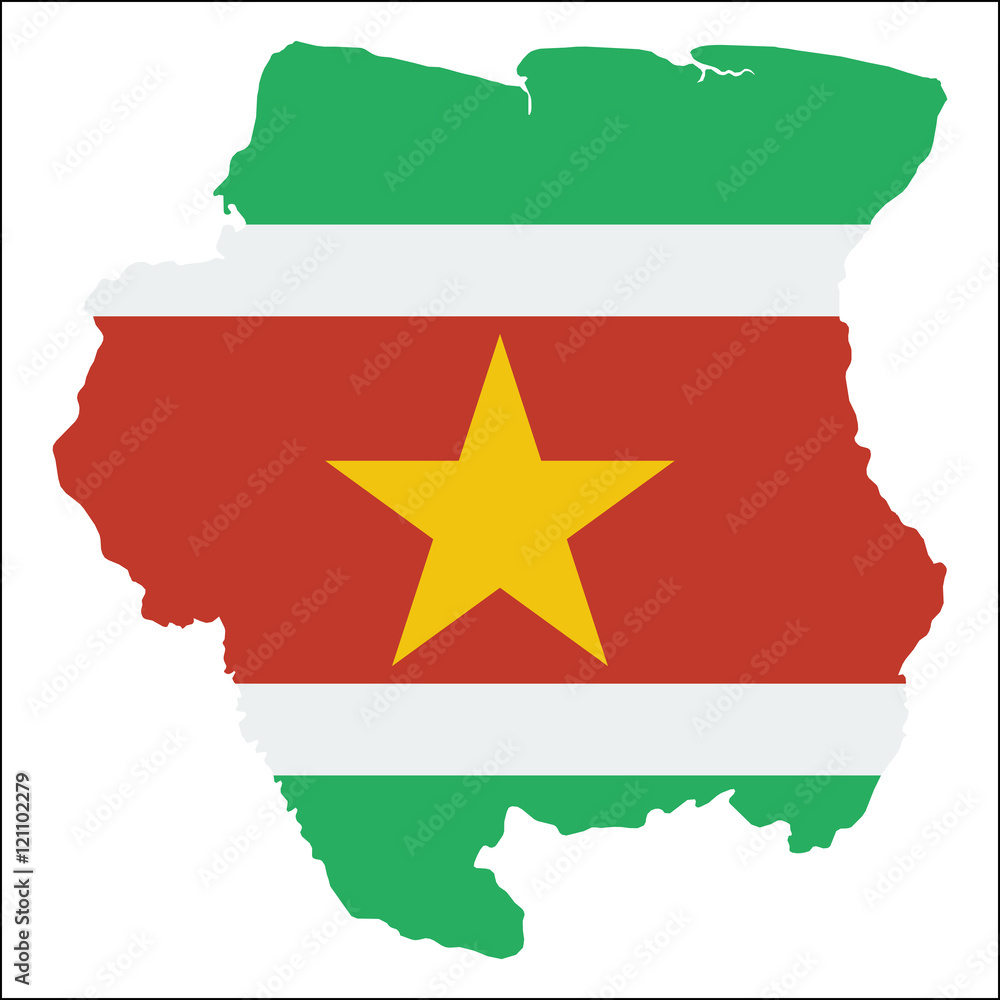 suriname-high-resolution-map-with-national-flag-flag-of-the-country