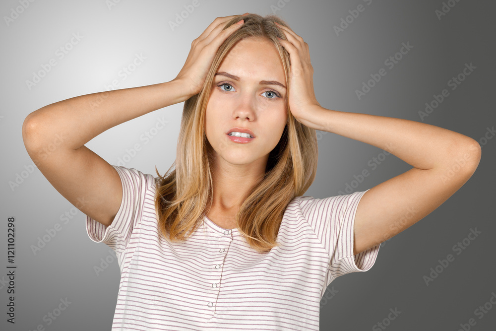 Fototapeta premium Young blonde tired woman