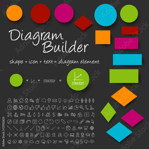 Vector schema diagram builder set