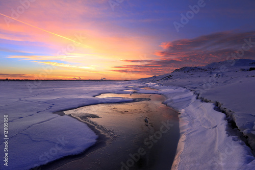 Sunset on the winter river