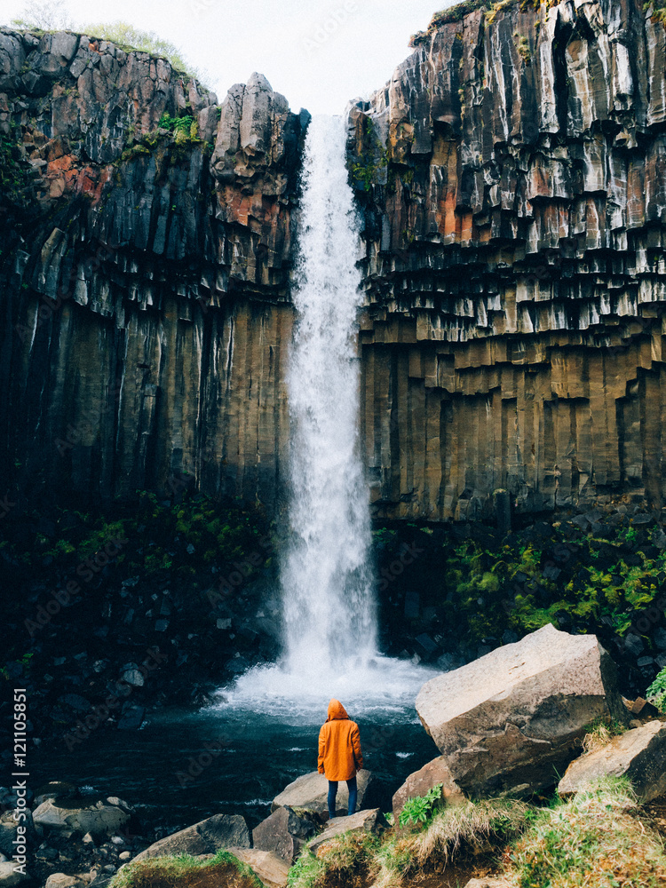 Orange top waterfall jacket