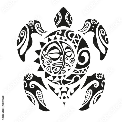 Turtle tattoo in Maori style. Vector illustration EPS10