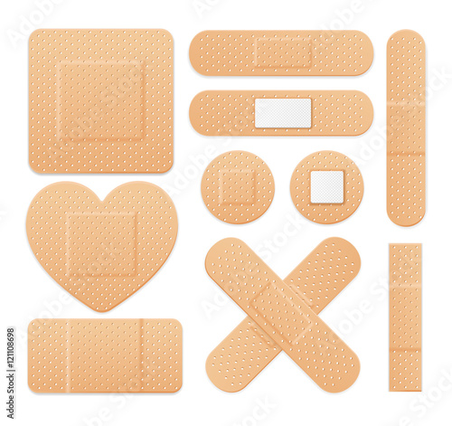 Aid Band Plaster Strip Medical Patch Set. Vector