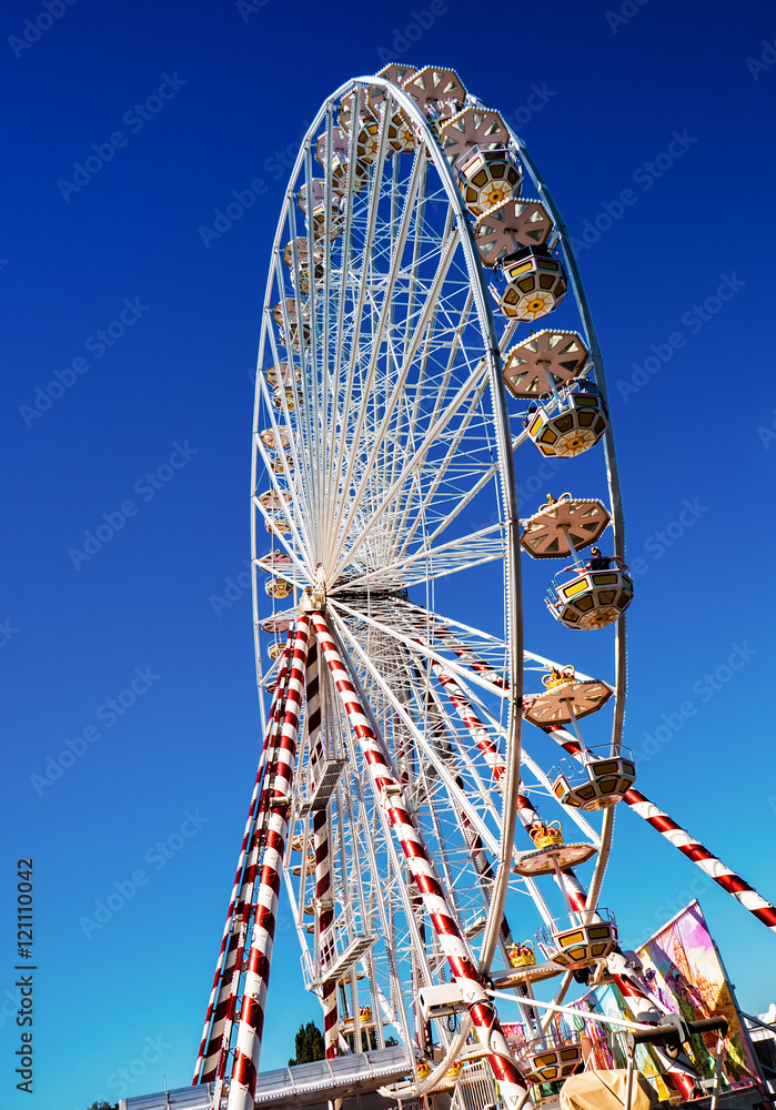 Ferris wheel and blue sky in north-west France