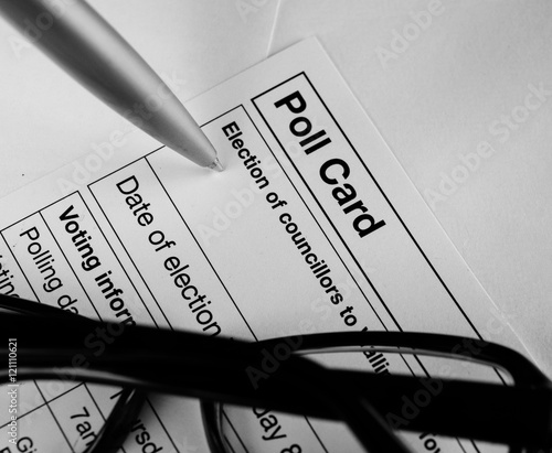Election poll card in Britain.