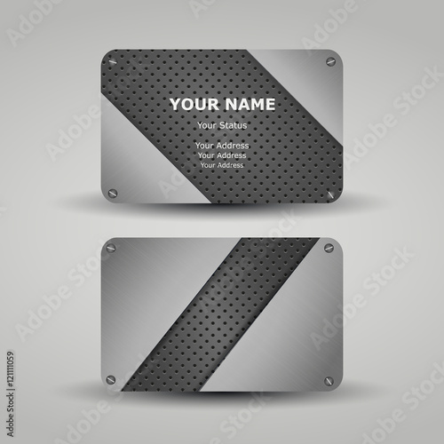 Business Card Template with Metallic Pattern Design